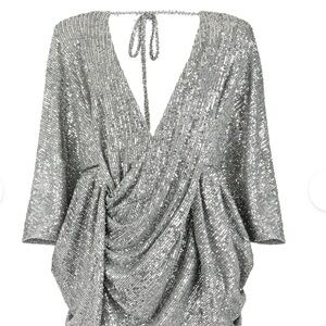 Silver Sequin Mini Dress